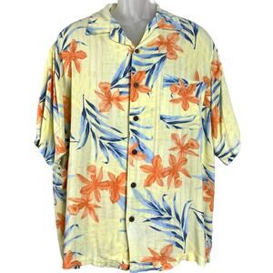 Vintage Original Island Sport Men's Size L Yellow Short Sleeve Hawaiian Shirt